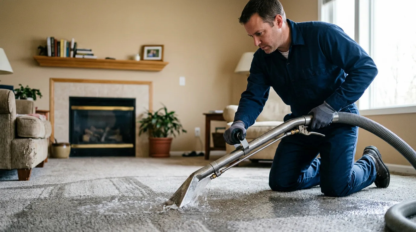 Water damage restoration technician working near Salem, NJ